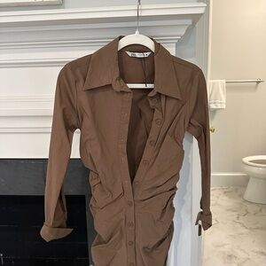 Zara Brown Button-Up dress